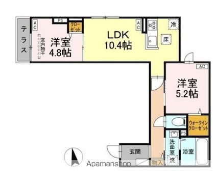 セレスティア東向島[2LDK/51.21m2]の間取図