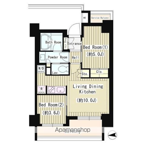 新宿区舟町のマンションの間取り