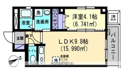 プレミール亀岡[1LDK/35.19m2]の間取図