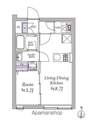 東京都江東区清澄３丁目[1LDK/29.25m2]の間取図