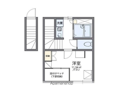 レオパレスＳＥＶＥＮＳＥＡ[1K/22.68m2]の間取図