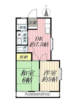 埼玉県八潮市八潮６丁目[2DK/40.58m2]の間取図