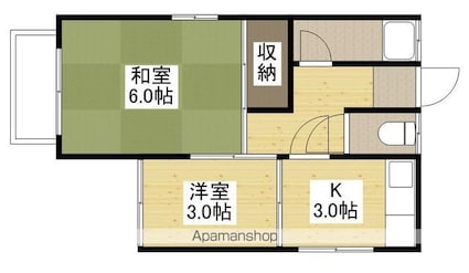 広島県広島市佐伯区五日市６丁目[2K/28.35m2]の間取図