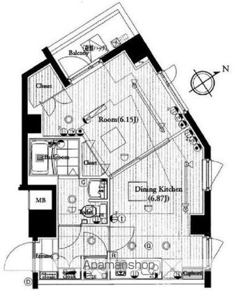 東京都杉並区高円寺南１丁目[1DK/31.55m2]の間取図
