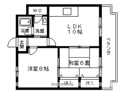 トップペアー福甚Ｎｏ．２[2LDK/52.8m2]の間取図