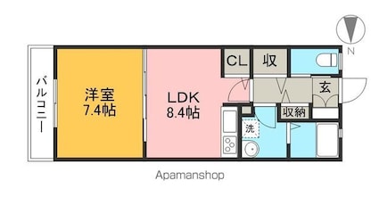 シャーメゾン・ノワ・ドゥ・ココ[1LDK/40m2]の間取図