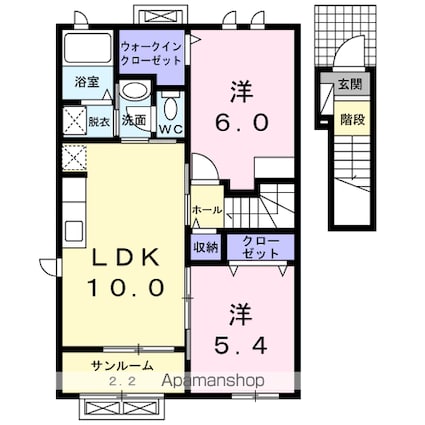 アパルトマン　タンプルＡ[2LDK/57.32m2]の間取図