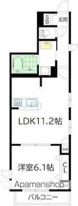 パティオ高井戸Ｂ[1SLDK/44.42m2]の間取図
