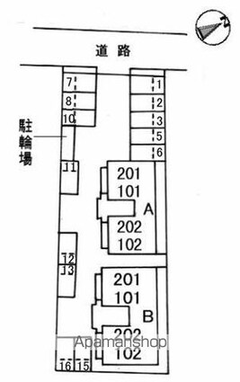 ヴィラパルクウカイ　Ａ棟[2DK/46.51m2]の配置図