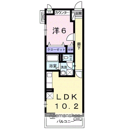 フォレストパーク・九番館[1LDK/42.06m2]の間取図