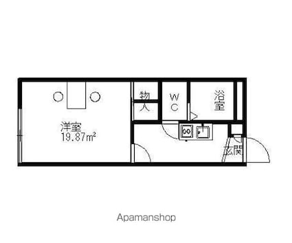 レオパレスグリーンエコー彦根[1K/19.87m2]の間取図