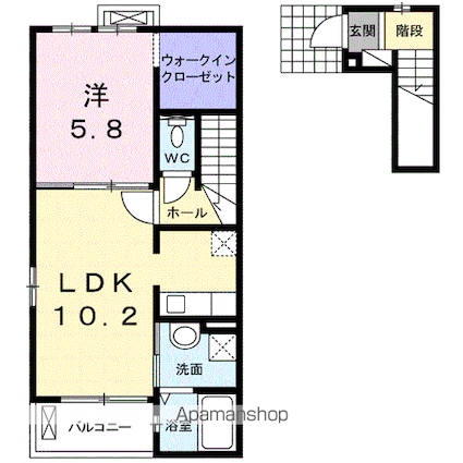 宮城県仙台市太白区中田７丁目[1LDK/43.8m2]の間取図