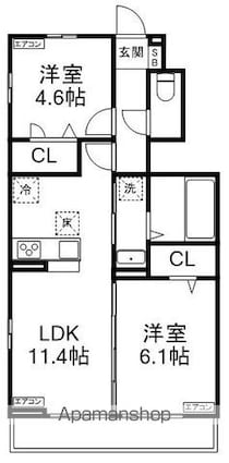 欅ハウス[2LDK/50.68m2]の間取図