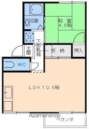 ルネス朝生田[1LDK/37.08m2]の間取図