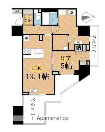 ラグゼナ八王子寺町[1LDK/55.44m2]の間取図