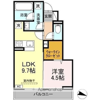 ヴェルコートＩＩ[1LDK/38.24m2]の間取図