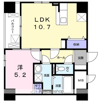 リフレスタ　吹上[1LDK/40.57m2]の間取図