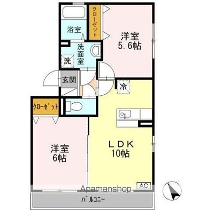 ＣＯＮＦＯＲ・Ｈ．Ｓ[2LDK/48.4m2]の間取図
