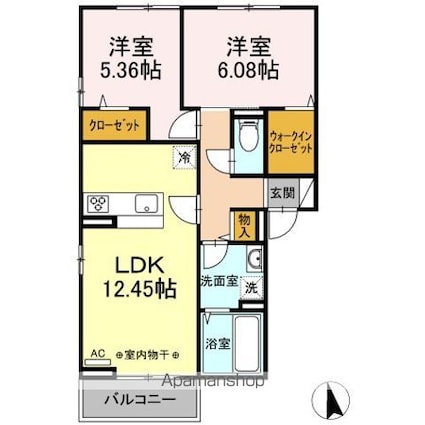 アルタフォーレＡ棟[2LDK/58.37m2]の間取図