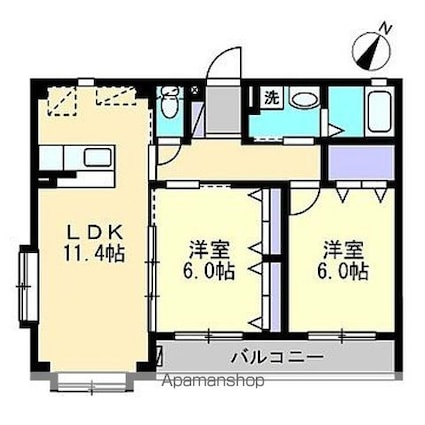フォブールグランシャリオ[2LDK/53.93m2]の間取図