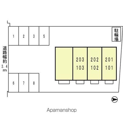 エルムス・ヒル[1R/30.03m2]の配置図