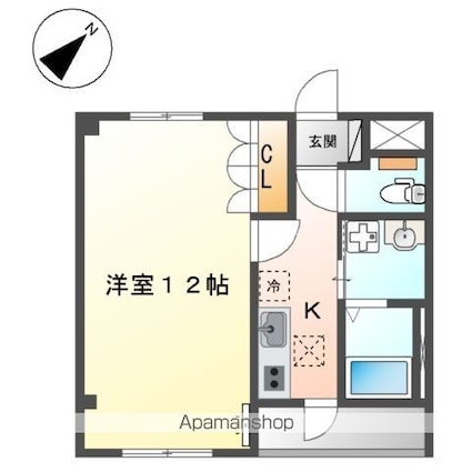 セレニティー[1K/36.63m2]の間取図