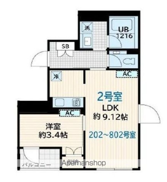 東京都墨田区緑２丁目[1LDK/38.15m2]の間取図