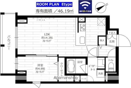 ステージファースト吾妻橋[1LDK/46.19m2]の間取図