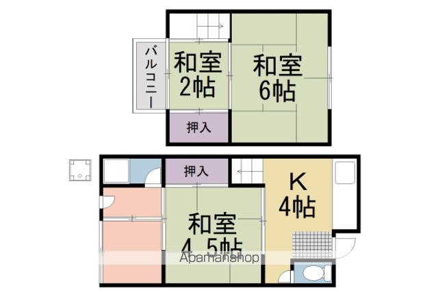 地下鉄烏丸線 北大路駅 徒歩32分 2階建 築64年の間取り写真