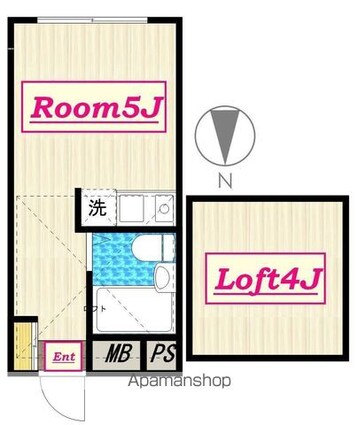 アップルハウス等々力[1R/13.5m2]の間取図