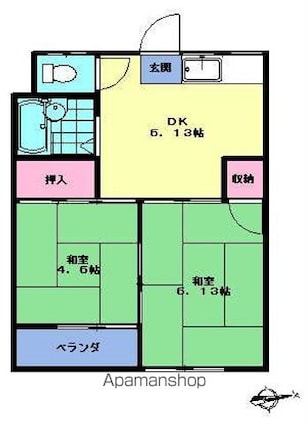 コーポみなみ[2DK/34.36m2]の間取図