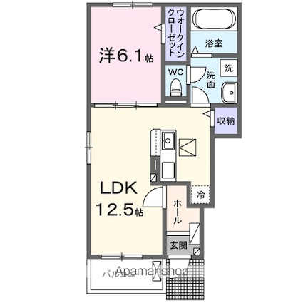 ファミーユ北町[1LDK/44.7m2]の間取図