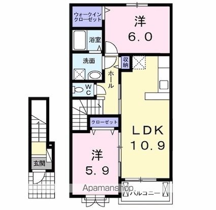 東京都立川市西砂町５丁目[2LDK/57.21m2]の間取図