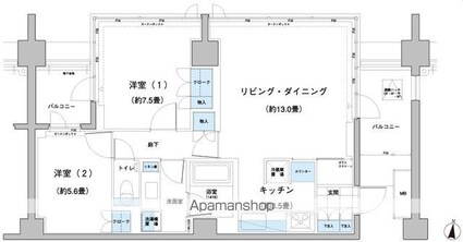 ガーデニエール砧レジデンス[2LDK/67.45m2]の間取図