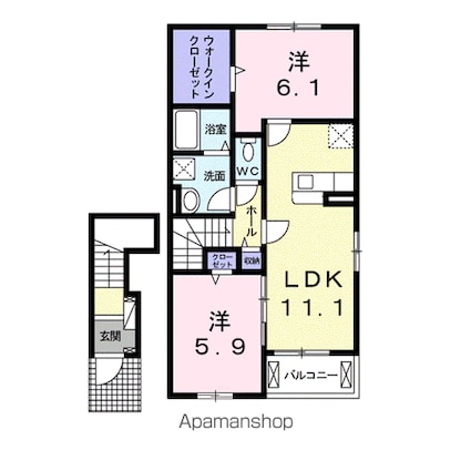 エスポワール[2LDK/58.6m2]の間取図