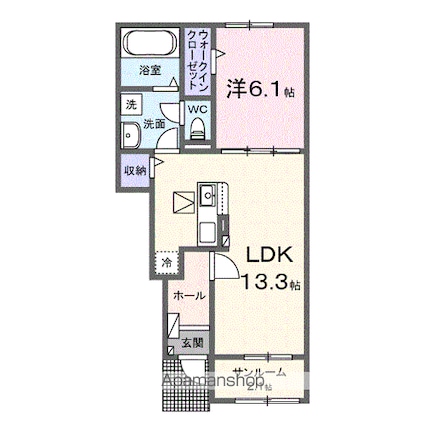 ラ・カーサ　フェリーチェ[1LDK/50.05m2]の間取図