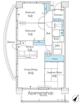 パークキューブ亀有[3LDK/71.6m2]の間取図
