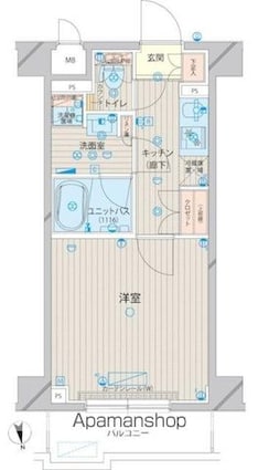 ルーブル上板橋[1K/25.33m2]の間取図