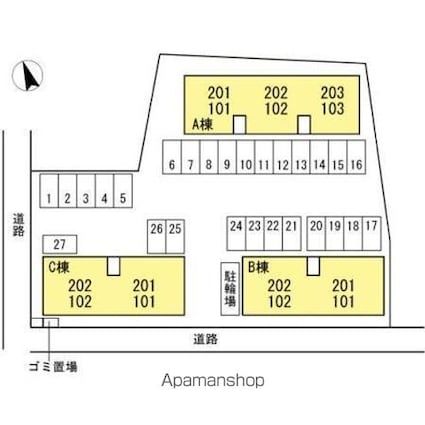 ファミール河野Ａ・Ｂ・Ｃ棟[2LDK/57.85m2]の配置図