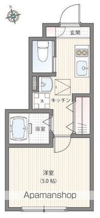 ミハス八幡山[1K/18.6m2]の間取図