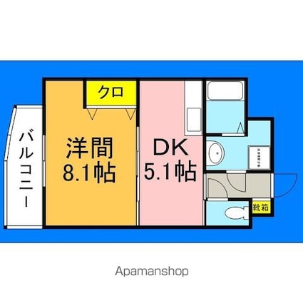 エリタージュ[1DK/31.87m2]の間取図