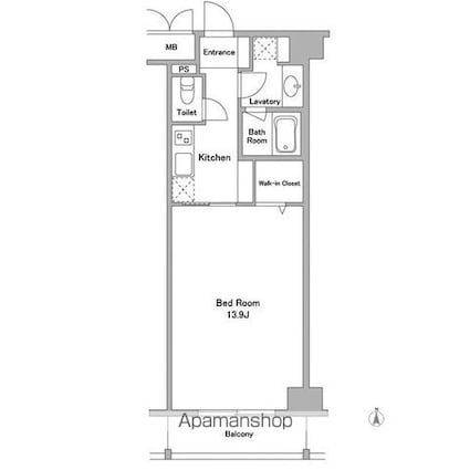 ラクラス麻布十番[1K/40.44m2]の間取図