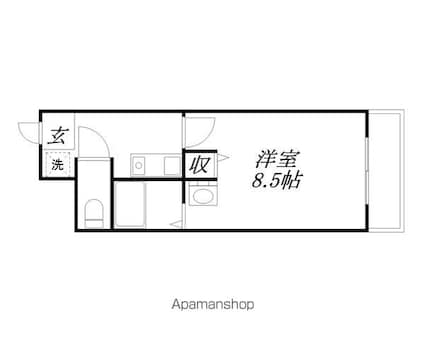 サンクリエート草津[1K/25.5m2]の間取図