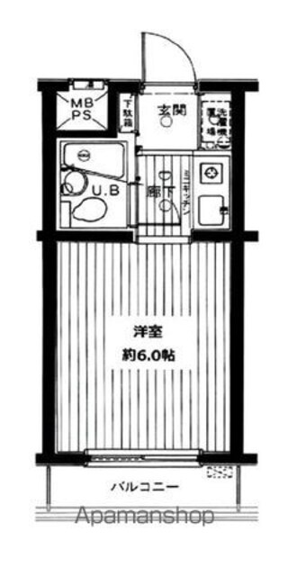 ダイアパレス目黒本町[1K/16.8m2]の間取図