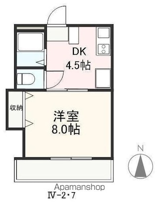 クレイドル安田Ⅲ・Ⅳ[1DK/27m2]の間取図