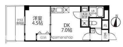 千葉県千葉市稲毛区小仲台４丁目[1DK/27.75m2]の間取図