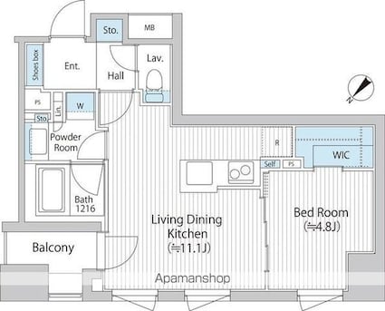バウスフラッツ日本橋浜町[1LDK/40.01m2]の間取図