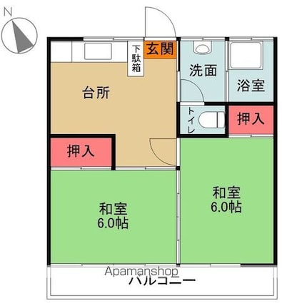 明治第１マンション[2DK/40.49m2]の間取図