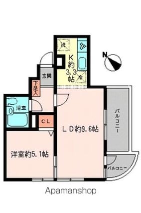メゾンエクレーレ西大井[1LDK/38.19m2]の間取図