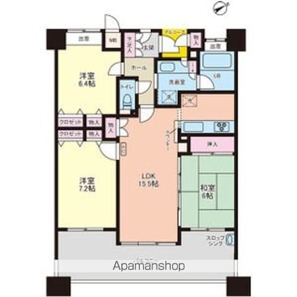 ポレスターガーデンシティ清心[3LDK/77.39m2]の間取図